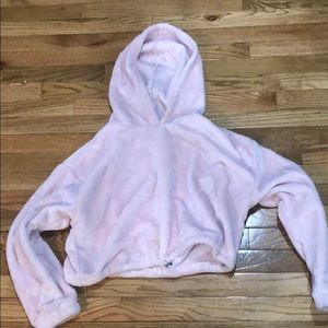 Fluffy crop top pullover hoodie